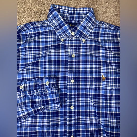 Ralph Lauren Slim Fit Stretch Oxford Button Up Down Mens Size Medium Dress Shirt - Picture 2 of 11